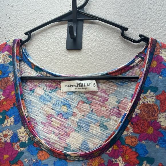 Natural Life Hangout 100% Cotton Boho Midi Dress Pink Floral Size S Sundress - Picture 7 of 7